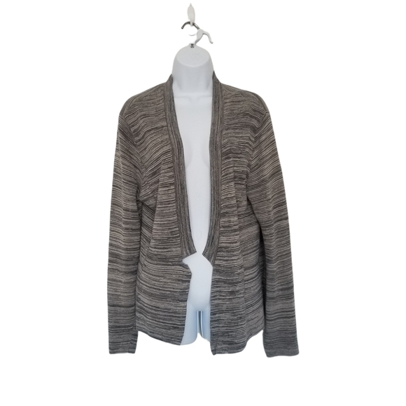 Eileen Fisher Organic Cotton Blend Notch Collar Knit Open Front Cardigan Sweater - Picture 2 of 8